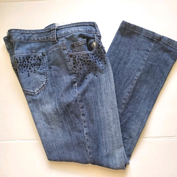 Chico's Denim - Chico's Blue Denim Rhinestones Designed Jeans Sz1